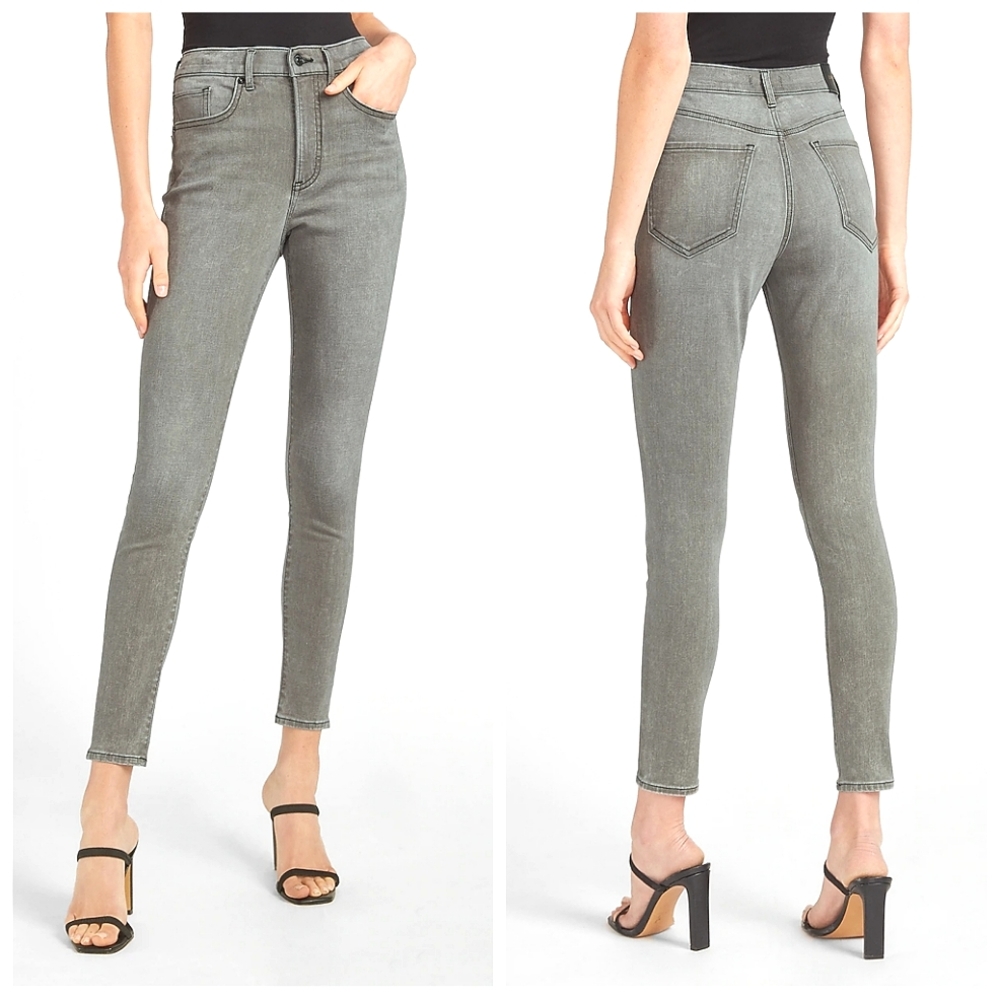 EXPRESS High Waisted Gray Faded Skinny Jeans